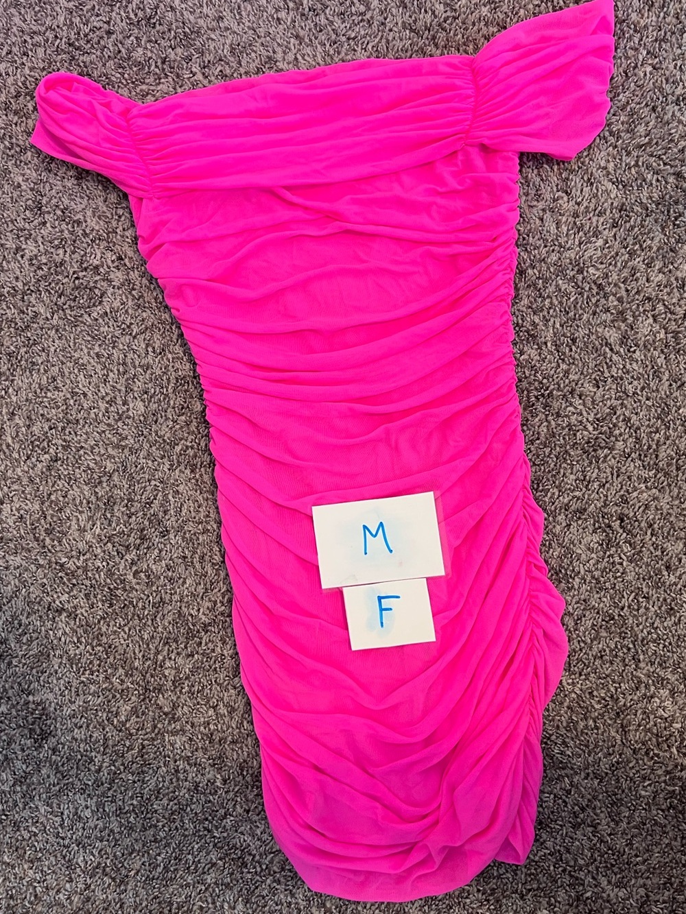 Hot Pink Off-Shoulder Ruched Bodycon Dress WORN ONCE - LIKE NEW